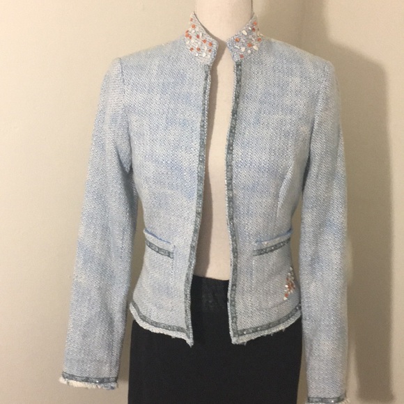 CACHE TWEED Embroidered Blue Blazer/ Jacket - Picture 2 of 8